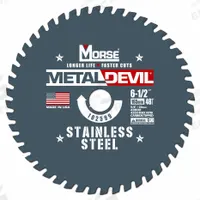 MORSE Circular Saw Blade: 6 1/2 in Blade Dia., 48 Teeth, 0.08 in Cut Wd, 5/8 in Arbor Size, Carbide (MPN 102599-WWG). Key specifications — attr1116119: MORSE; attr1145631: Stainless Steel.