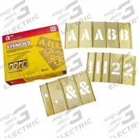 C.H. HANSON Stencil Set: 0 to 9/Ampersand (&)/A to Z/Dash (-)/Dollar Sign ($)/Period (.), Brass (MPN 10146). Key specifications — Includes: (2) B, C, D, F, G, H, J, K, L, M, P, R, T, U, V, W, X, Y, Z, 2 to 9, Period(.), Ampersand (&); Characters Included: Period (.); Interlocking Orientation: Horizontal; Brand: C.H. HANSON; Included Characters: 0 to 9.