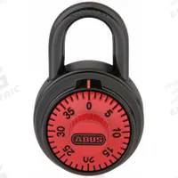 ABUS Combination Padlock: Dial Combo, Black, Steel, Std Shackle, Steel Shackle (MPN 78/50 Red). Key specifications — Dial Color: Red; Brand: ABUS.
