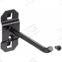 APPROVED VENDOR Single Rod Pegboard Hook: 3 1/2 in x 1 in, Screw-In, Surface, Black (MPN 5TPK3). Key specifications — Mounting Type: Surface; Color: Black; Accessory Type: 30-Degree Single Hook; Locking System: Screw-In; Brand: APPROVED VENDOR.