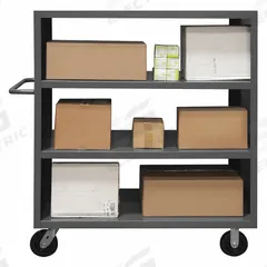 DURHAM MFG Stock Truck: 2,000 lb, Flush Lip, 31 in L x 67 in W x 58 in H Overall Dim., 3 Shelves (MPN 2SPT-3060-3-2K-95). Key specifications — Shelf Adjustability: Fixed; Brand: DURHAM MFG; Color: Gray; Caster/Wheel Configuration: (2) Swivel.
