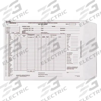 JJ KELLER Vehicle Maintenance File Folder: Carbonless, Vehicle Maint File Folder - Trip Cost Report Envelopes