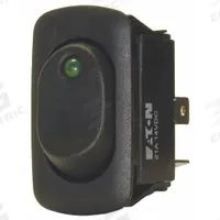 EATON Lighted Rocker Switch: 2 Positions, SPST, Off/On, Amber (MPN XR3AEX3NV1XX). Key specifications — AC Contact Rating: 16 A @ 125 V; Horsepower: 3/4 hp @ 277 V; Operator Illumination: Illuminated; Terminal Connection Type: 0.25 in Quick Connect Tab; Includes Lens: Lens Included; Series: X; Displayed Brand: EATON; Manufacturer Part Number: XR3AEX3NV1XX.