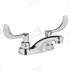 AMERICAN STANDARD Low Arc Bathroom Faucet: Monterrey, Cast Brass, Chrome Finish, 0.5 gpm Flow Rate (MPN 5500175.002). Key specifications — Includes: 1/2 in Male Inlet Shanks; Red and Blue Indexes; Brand: AMERICAN STANDARD; Series: Monterrey.