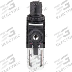 ARO Filter-Regulator: 1000 Series, 1/4 in NPT, 47 cfm, 5 micron, 0 psi to 60 psi, Manual Drain (MPN P39124-200). Key specifications — attr109419: ARO; attr109429: Aluminum; attr109463: No; attr109468: 1000.