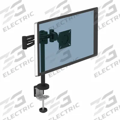 FELLOWES Monitor Arm: Black, Aluminum/Plastic, Clamp Mount - Computer Monitor Arms