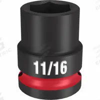 MILWAUKEE Standard Impact Socket: 1/2 in Drive Size, SAE, 11/16 in Socket Size, 6-Point, Std (MPN 49-66-6205). Key specifications — attr1215501: MILWAUKEE; attr1215515: Black Phosphate; attr1215518: 11/16 in.