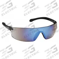 RADIANS Safety Glasses: Blue Lens, Frameless, Mirrored, Blue Frame, Rad-Sequel(TM) Series (MPN RS1-70). Key specifications — Brand: RADIANS; Frame Color: Blue; Lens Color: Blue.