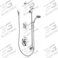 MOEN Shower Faucet: Commercial, 2.5 gpm Fixed Showerhead Flow Rate, Metal, Chrome Finish, 2 Handles (MPN 8342). Key specifications — attr1163385: Metal; attr1172819: Commercial.