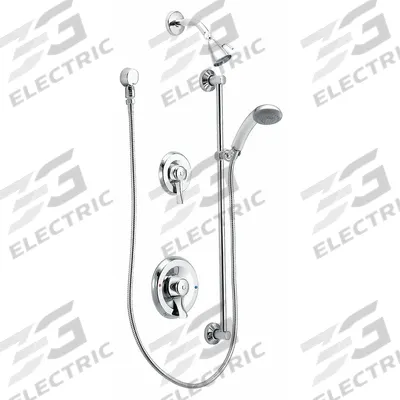 MOEN Shower Faucet: Commercial, 2.5 gpm Fixed Showerhead Flow Rate, Metal, Chrome Finish - Shower Faucets with Fixed & Handheld Showerheads