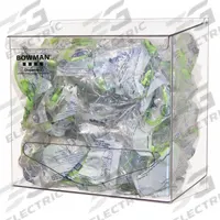 BOWMAN DISPENSERS Bulk Dispenser: 12 1/4 in Overall Wd, 5 3/4 in Overall Dp, 1 Compartments, Plastic (MPN BP-021). Key specifications — Material: Plastic; Color: Clear; Brand: BOWMAN DISPENSERS; Product Type: Bulk Dispenser; Compatible Dispensing Product: Gloves.