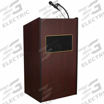 OKLAHOMA SOUND Sound Lectern: Mahogany, Clip-On/Handheld, Laminate, 46 in Overall Ht - Sound Lecterns