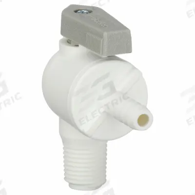 Parker Manual Two-Way Ball Valve: 1/4 in, Polypropylene, Angle, Barb x MNPT, One-Piece - Angle-Body Polypropylene Ball Valves