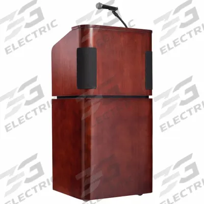 OKLAHOMA SOUND Sound Lectern: Mahogany, Amplifier/Wireless Handheld Microphone - Sound Lecterns