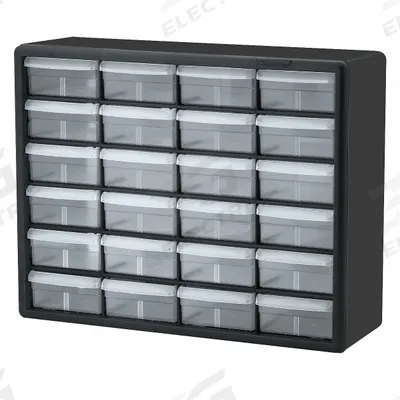 AKRO-MILS Drawer Bin Cabinet: 20 in x 6 1/2 in x 15 3/4 in, 24 Drawers, Stackable - Plastic Small Parts Drawer Cabinets