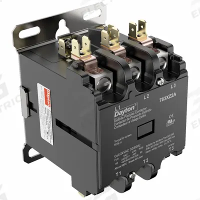 Dayton Definite Purpose Magnetic Contactor: 3 Poles, 24V AC, 50 A - Non-Reversing Definite Purpose Contactors