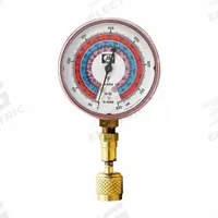JB INDUSTRIES Test Gauge: Test Gauge, 0 psi to 800 psi, Non-Liquid Filled, 2 1/2 in Dia, Red, Analog (MPN QC-G864). Key specifications — Brand: JB INDUSTRIES; Accuracy: ± 1%; Color: Red; Calibration Certificate Type: Not Certified; For Refrigerant Type: R-32.