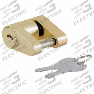 CURT Hitch Lock: Yellow, Brass, (2) Keys - Coupler Locks