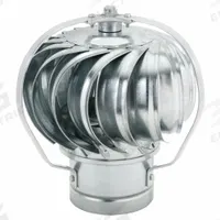 Wind-Driven Turbine Exhaust Ventilator: 14 1/4 in Head Dia, 8 in Throat Dia, 255 cfm @ 4 mph, Steel (MPN TV08G). Key specifications — Bracing Location: External; Housing Material: Steel; Bearing Type: Lower Thrust Ball Bearing; Brand: EMPIRE.