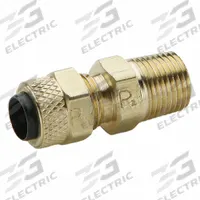 PARKER Compression Fitting Adapter: 1/4 in OD x 3/8 in Pipe Fitting Size, Compression x FTG, Brass (MPN 68P-4-6). Key specifications — attr1195695: PARKER.
