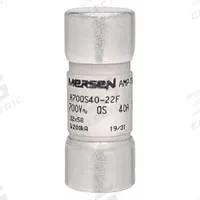 Semiconductor Fuse: A70QS Series, Fast-Acting, 40 A, 690 V AC, 700 V DC DC Volt Rating (MPN A70QS40-22F). Key specifications — Series: A70QS; Brand: MERSEN; Voltage Type: AC/DC.
