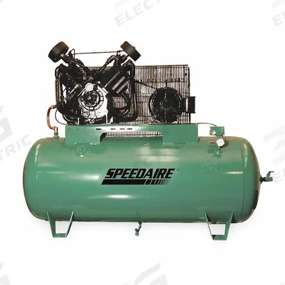 SPEEDAIRE Electric Air Compressor: 10 hp, 2 Stage, Horizontal, 120 gal, 34.8 cfm - Pressure Lubricated Stationary Electric Air Compressors