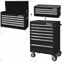 WESTWARD Rolling Cabinet Kit: 19 Drawers, Light Duty, Keyed, 26 3/4 in W x 18 in D x 66 1/2 in H (MPN 361LN2). Key specifications — attr1116680: Black; attr1116684: Ball Bearing; attr1116690: WESTWARD; attr1116659: Keyed; attr1116661: Top Chest 26 in W x 12-5/8 in D x 16-3/8 in H.