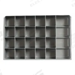 Compartment Drawer Insert: 13 3/8 in x 9 1/4 in x 2 in, 21 Compartments, 0 Dividers, Gray (MPN 229-95-21-IND). Key specifications — Color: Gray; Compartment HxWxD: (1) 2-23/32 in x 9-3/64 in; Removable Dividers: No; Compatible Manufacturer Model Number: 226-95; Brand: DURHAM MFG.
