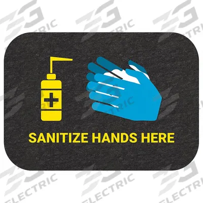 PIG Floor Sign Mat: Sanitize Hands Here, 2 ft x 17 in, 2 ft Overall Wd, 17 in Overall Lg - Safety