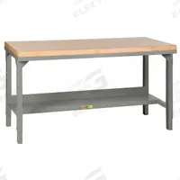 LITTLE GIANT Workbench: Adj Ht, Butcher Block, 48 in x 24 in, 3,000 lb Overall Load Capacity, Gray (MPN WSJ2-2448-AH). Key specifications — Brand: LITTLE GIANT.