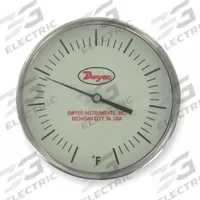 DWYER Glow-in-the-Dark Dial Thermometer: 50°F to 400°F, +/- 1% Accuracy, 5 in Dial Dia, Male (MPN GBTB525121). Key specifications — Accuracy: +/- 1%; Brand: DWYER.