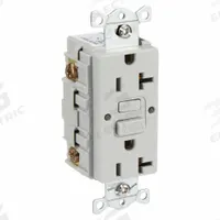 HUBBELL GFCI Receptacle: Duplex, 5-20, Gray, GFCI, 125V AC, 20 A, 2 Pole / 3 Wire (MPN GFRWR20GRY)