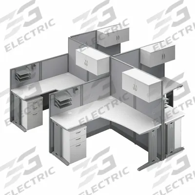 BUSH BUSINESS FURNITURE Modular Cubicle Workstation: 62 7/8 in Overall Ht, 129 in Overall Wd - Office Cubicles with Privacy Panels