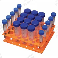 Tube Rack: Polypropylene, Silver, (20) 50 mL Tubes/(30) 15 mL Tubes, Benchtop (MPN H1000-MR-1550). Key specifications — Material: Polypropylene; Mounting Location: Benchtop; Color: Silver; Product Type: Test Tube Rack; Total Holding Capacity: (30) 15 mL Tubes; Brand: BENCHMARK SCIENTIFIC.
