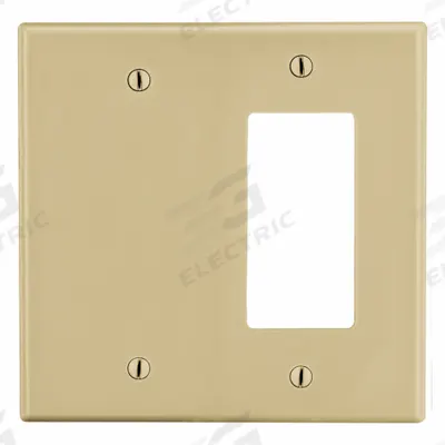 HUBBELL Wall Plate: Combo, 2 Gang, Ivory - Combination Wall Plates