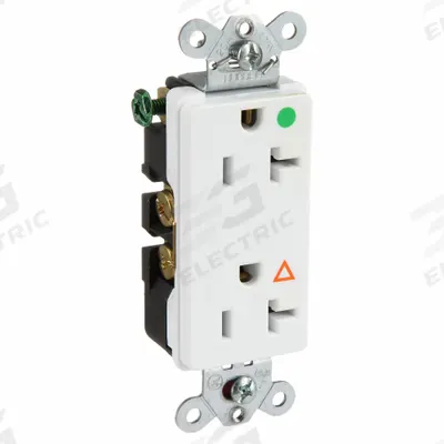 HUBBELL Receptacle: Hospital Grade Fed. Spec., Decorator Duplex, 5-20R, White, 125V AC - General Purpose Receptacles