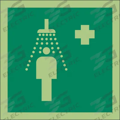 IMO (International Maritime Organization) Safety Sign: Vinyl, Adhesive Sign Mounting - Square Emergency Shower Symbol Signs