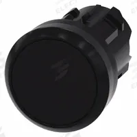 SIEMENS Flush Push Button: Black, 22 mm Mounting Size, Non-Metallic, Momentary (MPN 3SU1000-0AB10-0AA0). Key specifications — Brand: SIEMENS; Action: Momentary; Series: 3SU; Push Button Material Type: Non-Metallic.