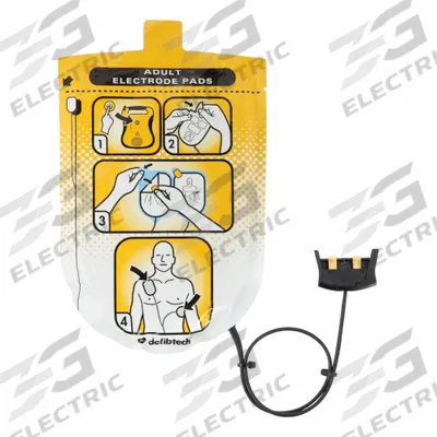 DEFIBTECH Adult Defibrillation Pad: 4 ft Cable Lg - Adult Electrode Pads