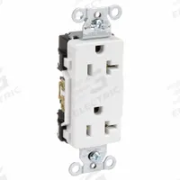 HUBBELL Receptacle: Decorator Duplex, 5-20, White, 125V AC, 20 A, 2 Pole / 3 Wire (MPN DR20WHI)