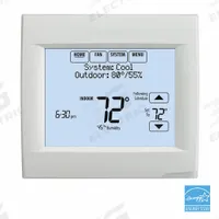 HONEYWELL HOME Low Voltage Thermostat: Heat and Cool, Auto, 7 Day, Horizontal, Rectangle, Horizontal (MPN TH8320R1003). Key specifications — Application: Heat and Cool; Stages: 2H/2C Conventional, 3H/2C Heat Pump; Programming Capability: 7 Day; Shape: Rectangle; Terminal Designations: A-L/A; Temperature Control Range: 40° to 99°F; Changeover Type: Automatic; Brand: HONEYWELL HOME.
