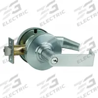 SCHLAGE Door Lockset: Storeroom Lever Locksets, Chrome, ADA Compliant, Electrical (MPN ND80PDEU RHO 626 KD C123 KWY). Key specifications — Ligature Resistance: Not Ligature-Resistant; Brand: SCHLAGE; Visual Indicator Message: No Message; Lockset Style: ND Rhodes; ADA Compliant: Yes; Finish: Satin Chromium-Plated : Cast Zinc.