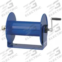 COXREELS Hand Crank Hose Reel: 250 ft (3/8 in I.D.), 17 in L x 9 1/2 in W x 18 in H, Nitrile, Brass (MPN 117-3-250). Key specifications — Hose Capacity: 250 ft (3/8 in I.D.); Overall Dimensions: 17 in L x 9-1/2 in W x 18 in H; Seal Material: Nitrile; Reel Color: Blue; Swivel Material: Brass; Brand: COXREELS.