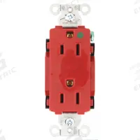 HUBBELL Receptacle: Hospital Grade Fed. Spec., Decorator Duplex, 5-15R, Red, 125V AC, 15 A (MPN 2172RED)