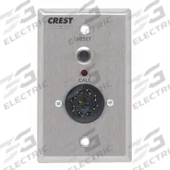 CREST HEALTHCARE SUPPLY Receptacle Station: Compatible with Nurse Call System, 4 9/16 in Overall Wd (MPN HVB-100BC). Key specifications — Standards: FDA Listed; Manufacturer Part Number: HVB-100BC; Color: Silver; Voltage: 24V DC; Brand: CREST HEALTHCARE SUPPLY; Call Station Type: Receptacle Station; Material: Stainless Steel; Compatible Product Type: Nurse Call System.