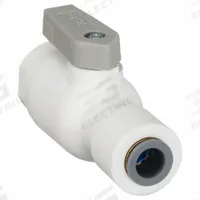 PARKER Manual Two-Way Ball Valve: 1/2 in, Polypropylene, Straight, Push x Push, One-Piece, Lever (MPN LFPP8MVUC8M). Key specifications — Brand: PARKER; Handle: Lever.