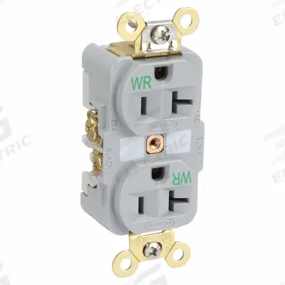 HUBBELL Receptacle: Duplex, 5-20, Gray, 125V AC, 20 A, 2 Pole / 3 Wire (MPN HBL5362GYWR) - General Purpose Receptacles