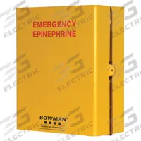 BOWMAN DISPENSERS Epinephrine Injector Dispenser: 9 1/2 in Overall Wd, 4 5/8 in Overall Dp, Plastic (MPN ED-760). Key specifications — Material: Plastic; Color: Yellow; Brand: BOWMAN DISPENSERS; Product Type: Epinephrine Injector Dispenser; Compatible Dispensing Product: Epinephrine Injectors.