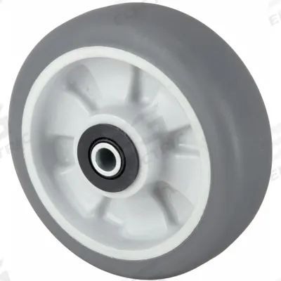APPROVED VENDOR Caster Wheel: 6 in Wheel Dia., 2 in Wheel Wd, Rubber, 600 lb Load Rating - Nonmarking Rubber Tread on Plastic Core Wheels