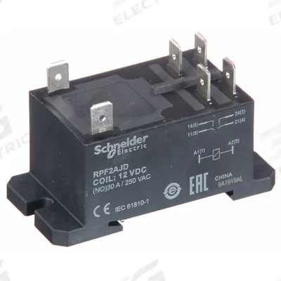 SCHNEIDER Enclosed Power Relay: DIN-Rail & Surface Mounted, 30 A Current Rating, 12V DC - Combination DIN-Rail & Surface-Mounted Relays